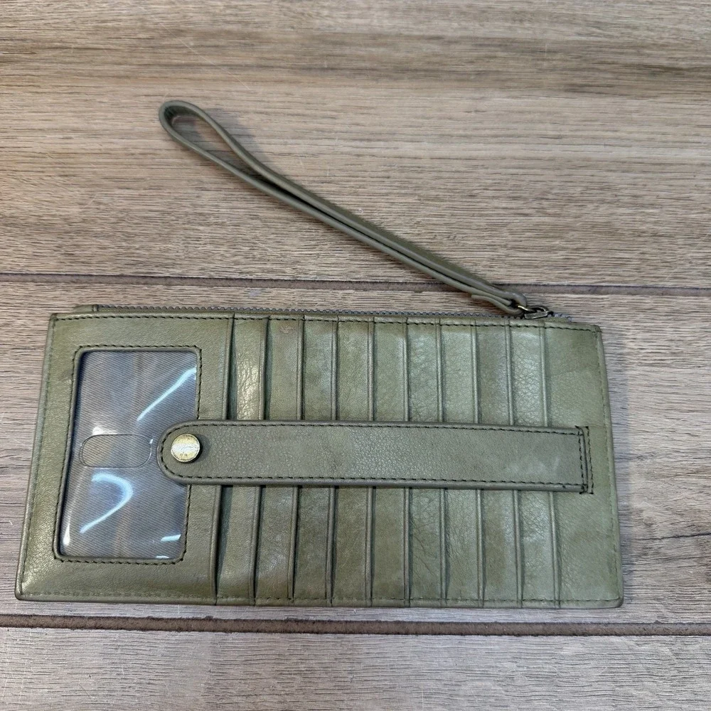 American Leather Co Wristlet Wallet RFID Blocking Credit Card Folding Green